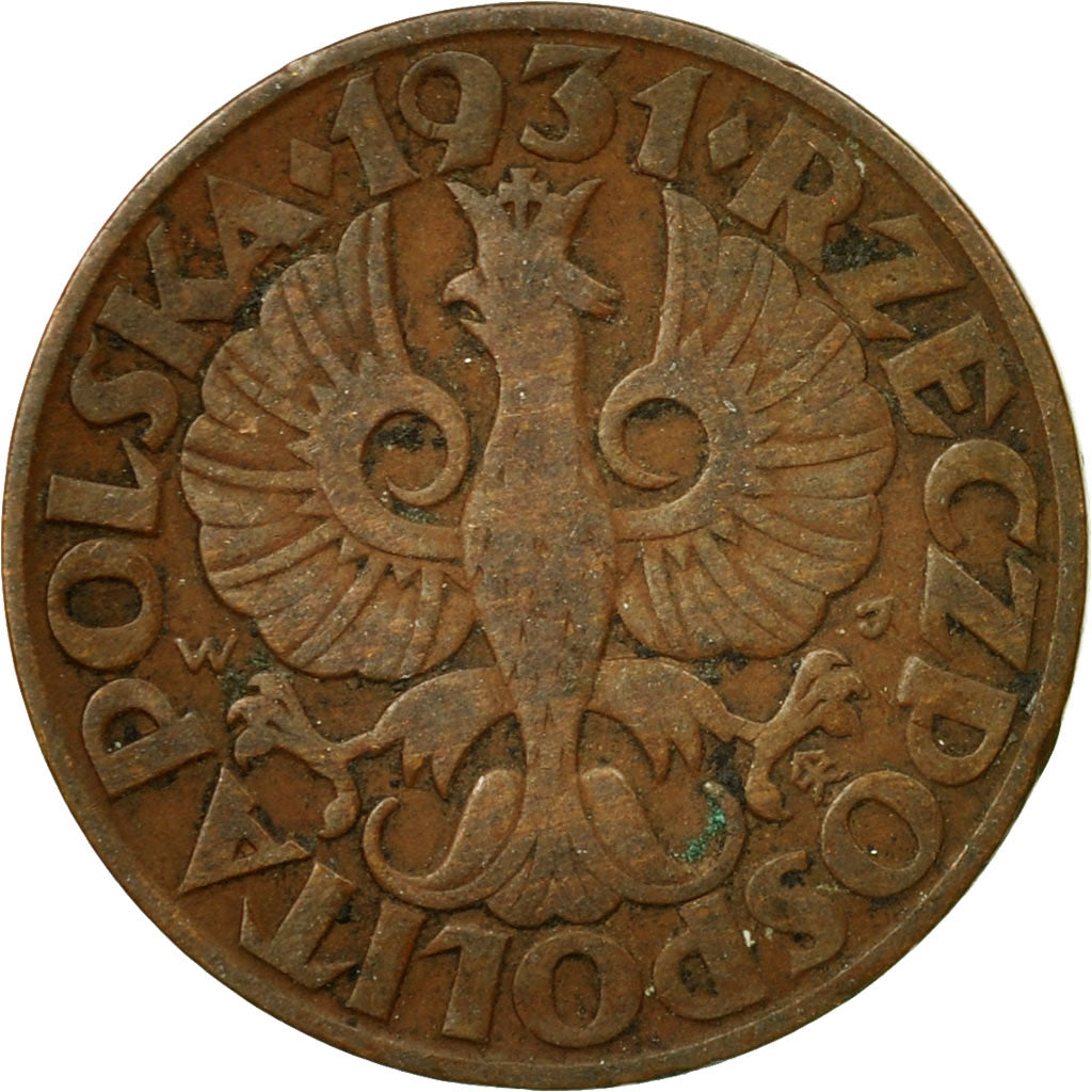 Coin, Poland, 5 Groszy, 1931, Warsaw, EF(40-45), Bronze, KM:10a