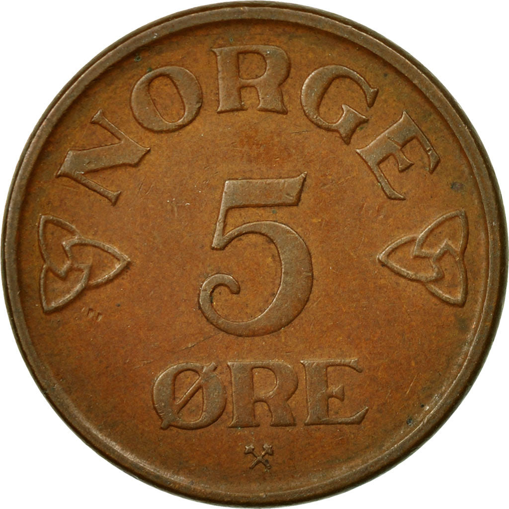 Coin, Norway, Haakon VII, 5 Öre, 1956, EF(40-45), Bronze, KM:400