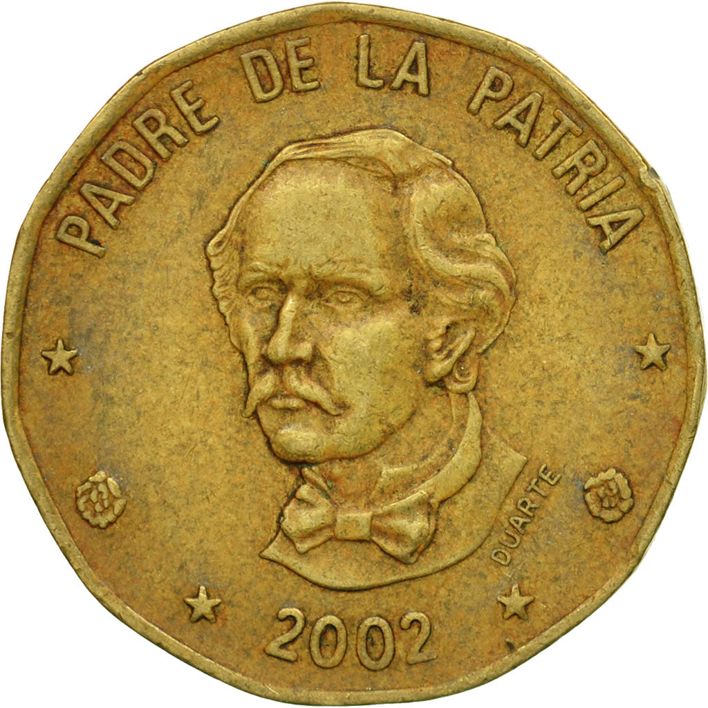 Coin, Dominican Republic, Peso, 2002, EF(40-45), Brass, KM:80.2