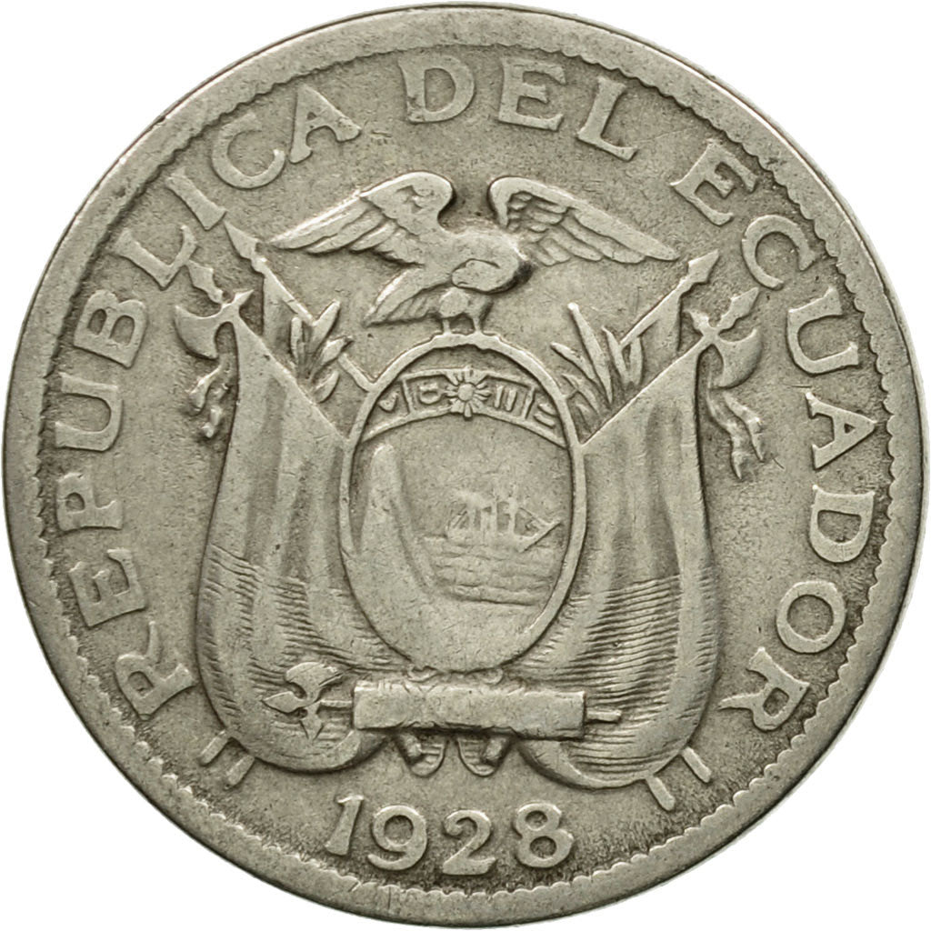 Coin, Ecuador, 5 Centavos, Cinco, 1928, Heaton, EF(40-45), Nickel, KM:69