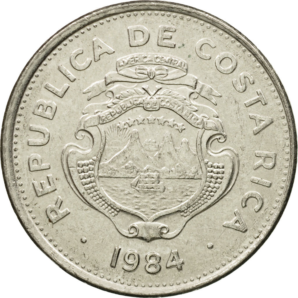 Coin, Costa Rica, 2 Colones, 1984, EF(40-45), Stainless Steel, KM:211.2