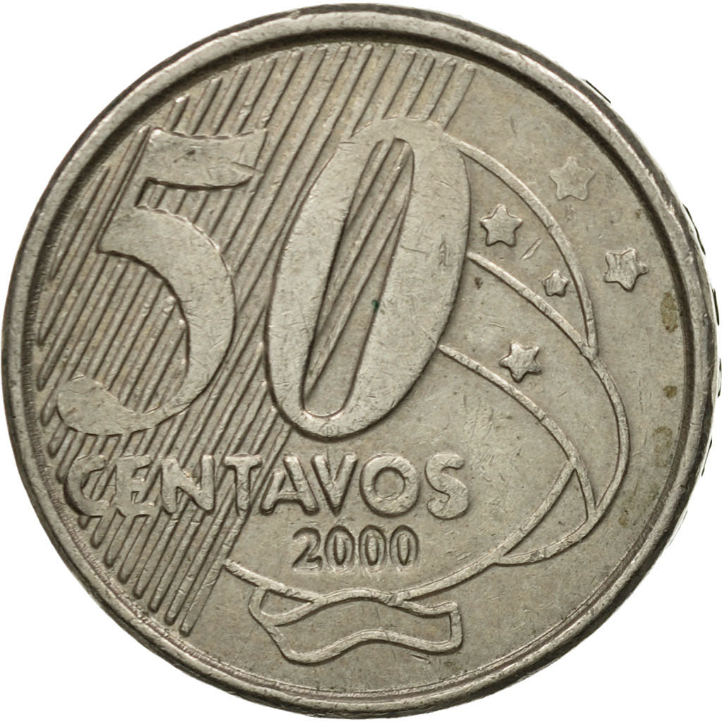 Coin, Brazil, 50 Centavos, 2000, EF(40-45), Copper-nickel, KM:651