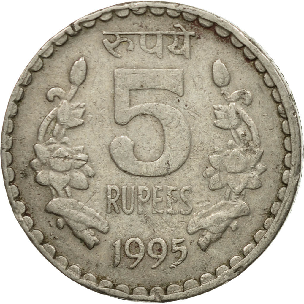 Monnaie, INDIA-REPUBLIC, 5 Rupees, 1995, TTB, Copper-nickel, KM:154.1