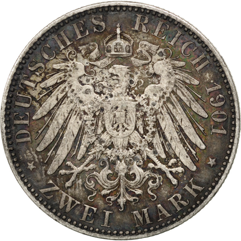GERMAN STATES, 2 Mark, 1901, Berlin, KM #525, EF(40-45), Silver, 28, 11.07