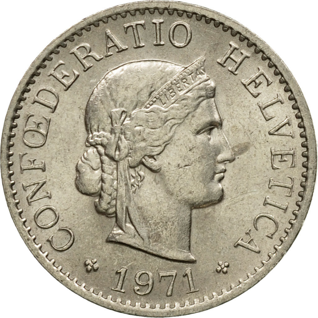 Moneta, Svizzera, 5 Rappen, 1971, Bern, BB, Rame-nichel, KM:26