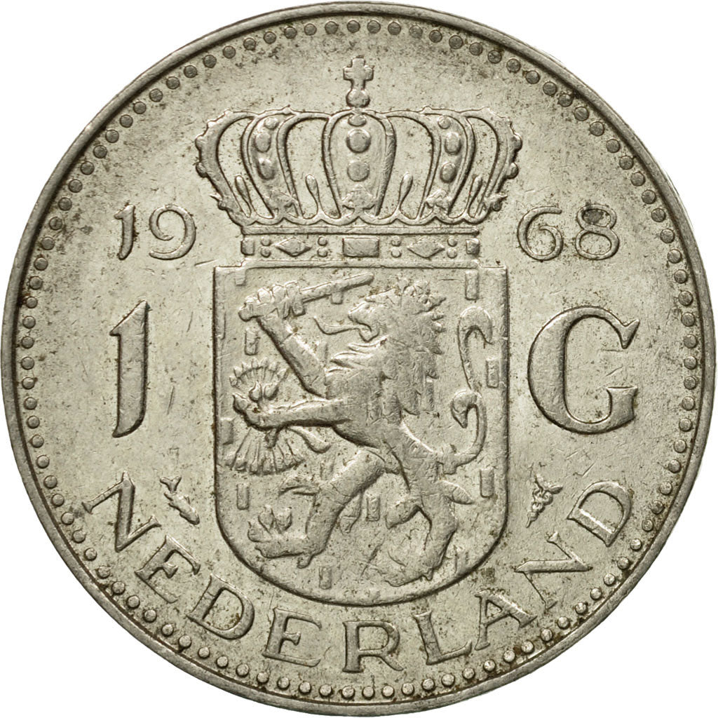 Coin, Netherlands, Juliana, Gulden, 1968, EF(40-45), Nickel, KM:184a