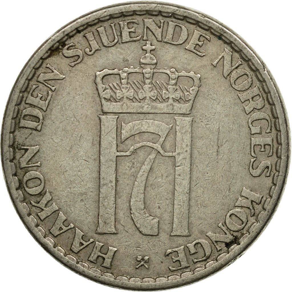 Coin, Norway, Haakon VII, Krone, 1954, EF(40-45), Copper-nickel, KM:397.2