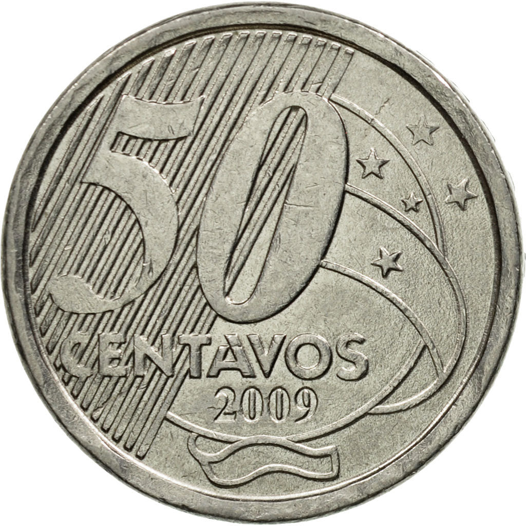 Moneda, Brasil, 50 Centavos, 2009, MBC, Acero inoxidable, KM:651a