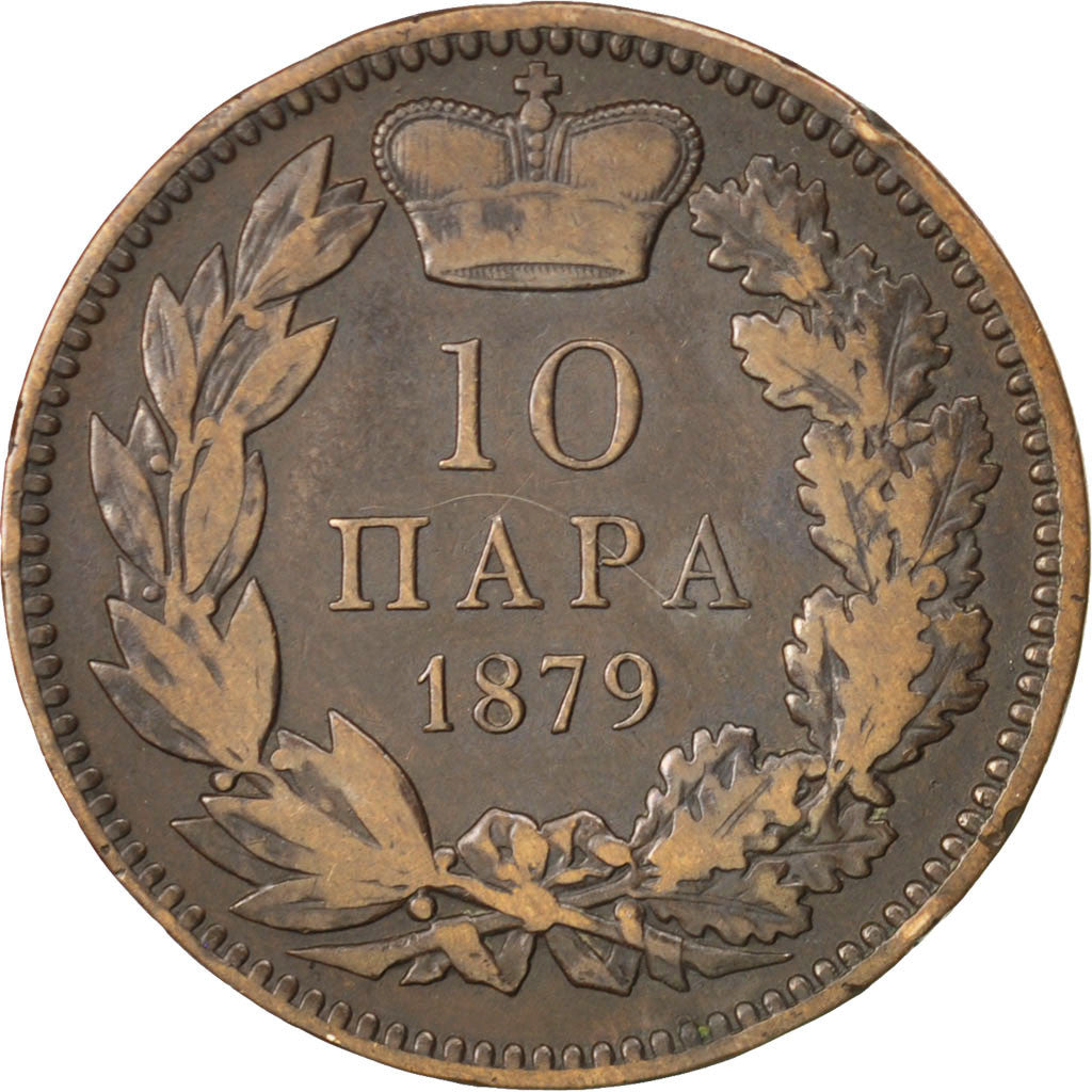 SERBIA, 10 Para, 1879, KM #8, EF(40-45), Bronze, 30, 9.69