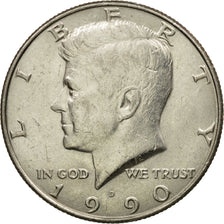 Coin, United States, Kennedy Half Dollar, Half Dollar, 1990, U.S. Mint, Denver
