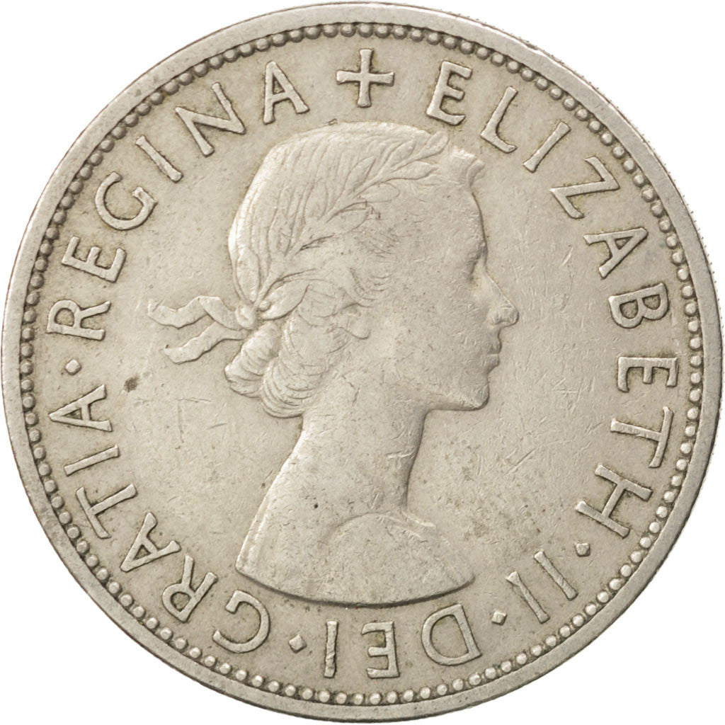 Coin, Great Britain, Elizabeth II, 1/2 Crown, 1955, EF(40-45), Copper-nickel