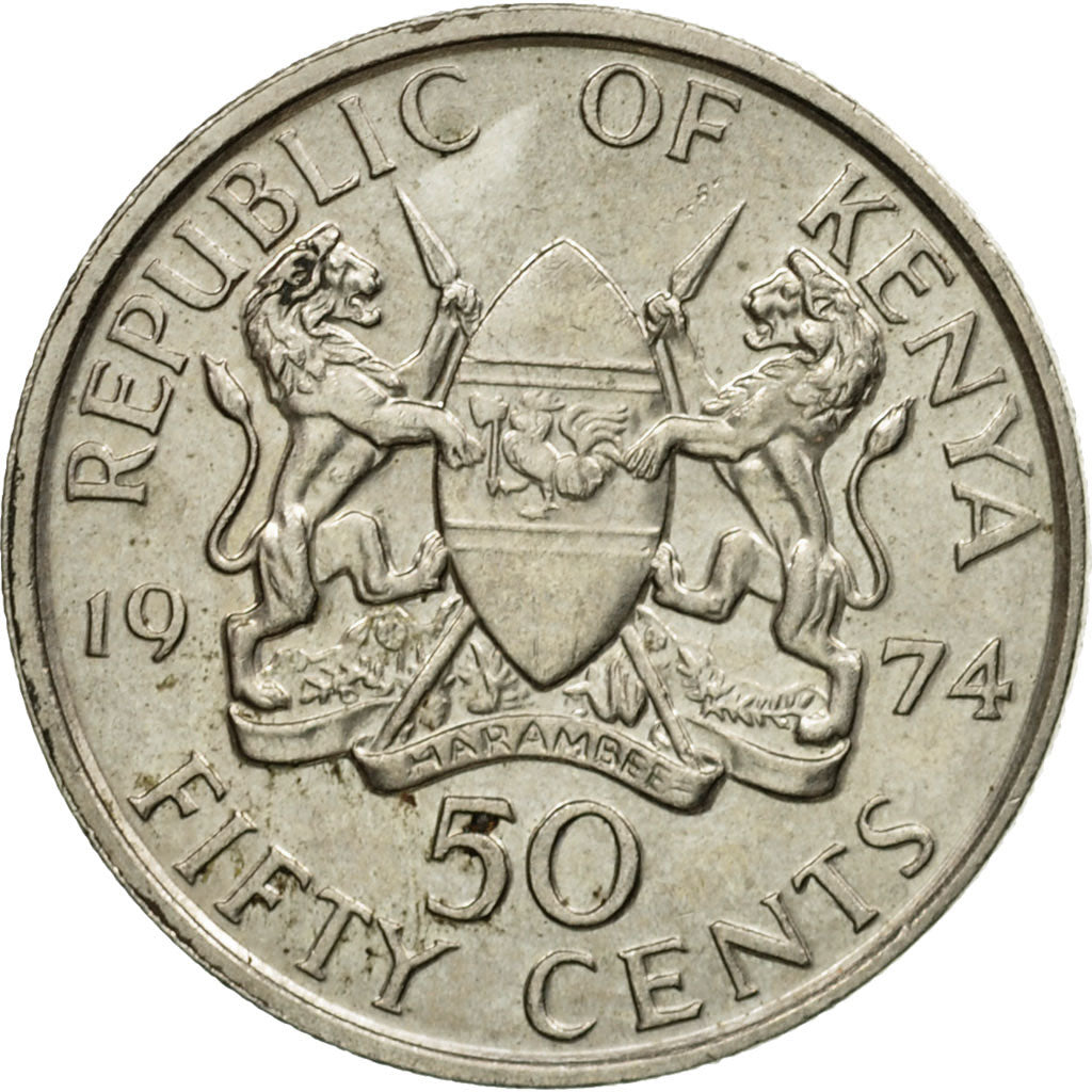Coin, Kenya, 50 Cents, 1974, EF(40-45), Copper-nickel, KM:13