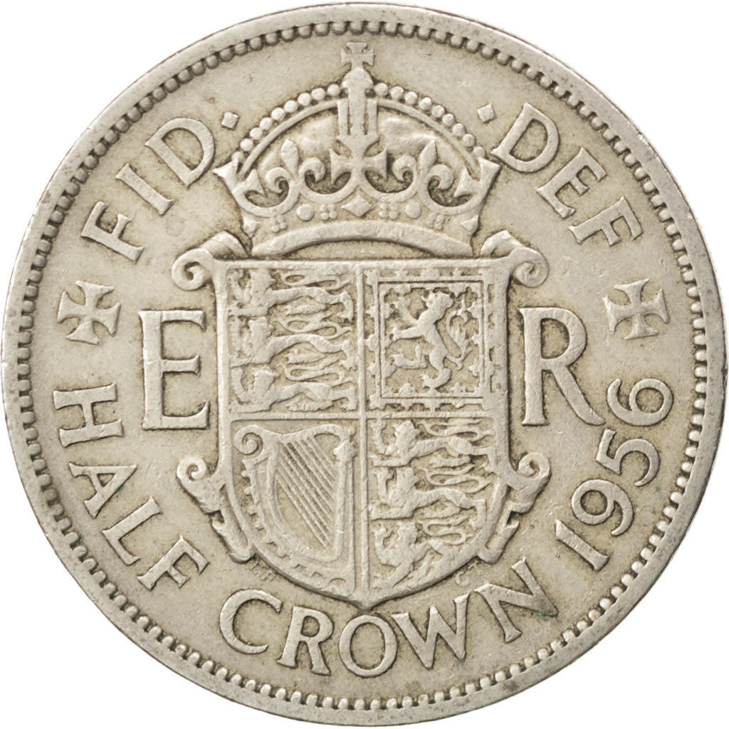 Coin, Great Britain, Elizabeth II, 1/2 Crown, 1956, EF(40-45), Copper-nickel
