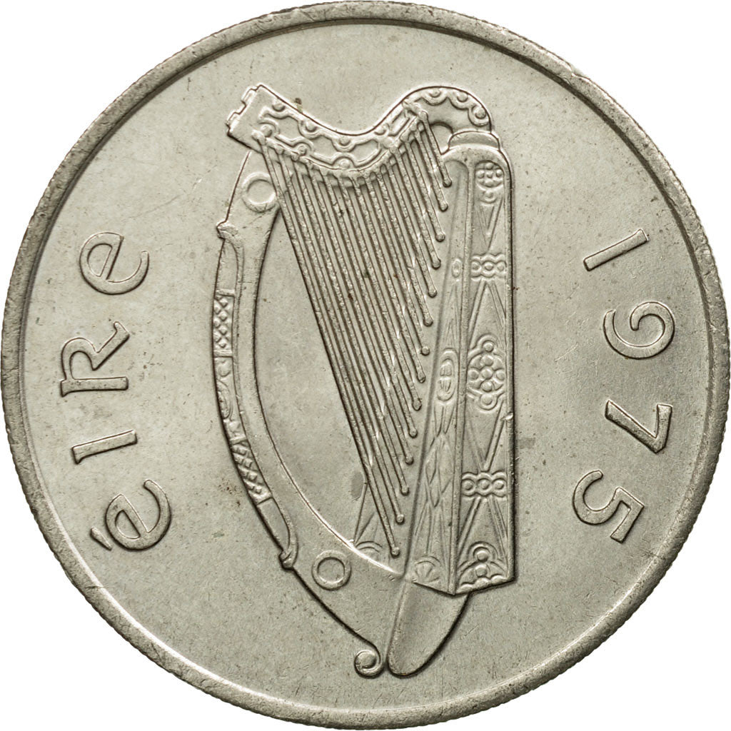 Moneda, REPÚBLICA DE IRLANDA, 10 Pence, 1975, MBC+, Cobre - níquel, KM:23