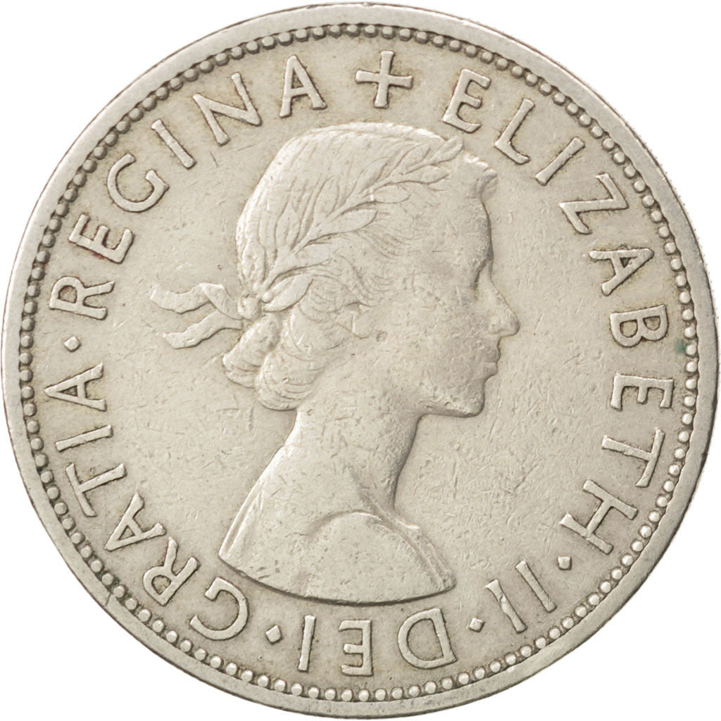 Coin, Great Britain, Elizabeth II, 1/2 Crown, 1957, EF(40-45), Copper-nickel