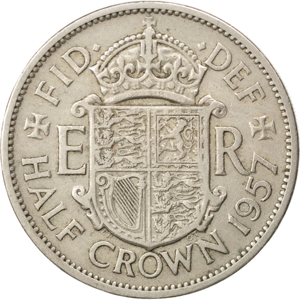 Coin, Great Britain, Elizabeth II, 1/2 Crown, 1957, EF(40-45), Copper-nickel