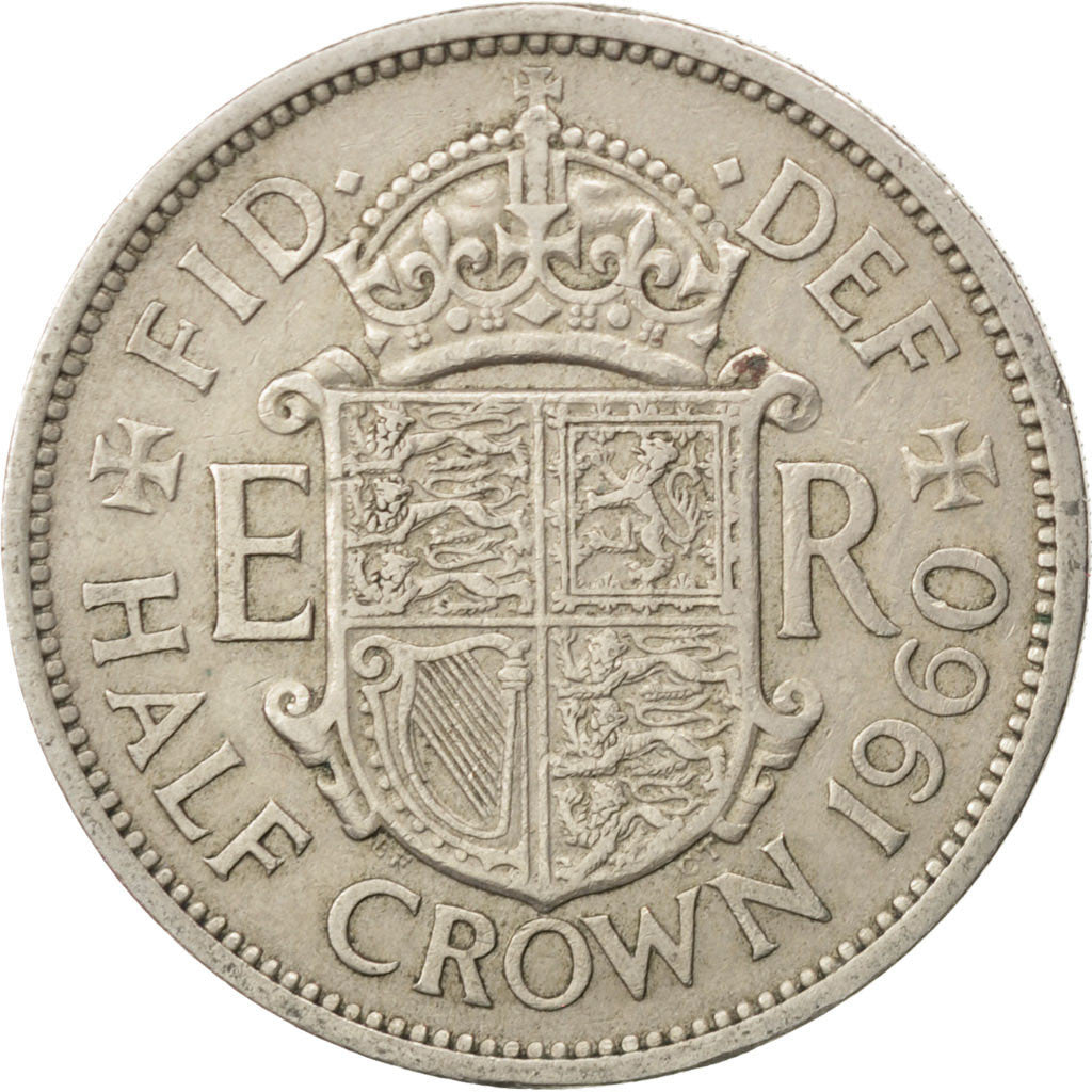Coin, Great Britain, Elizabeth II, 1/2 Crown, 1960, EF(40-45), Copper-nickel