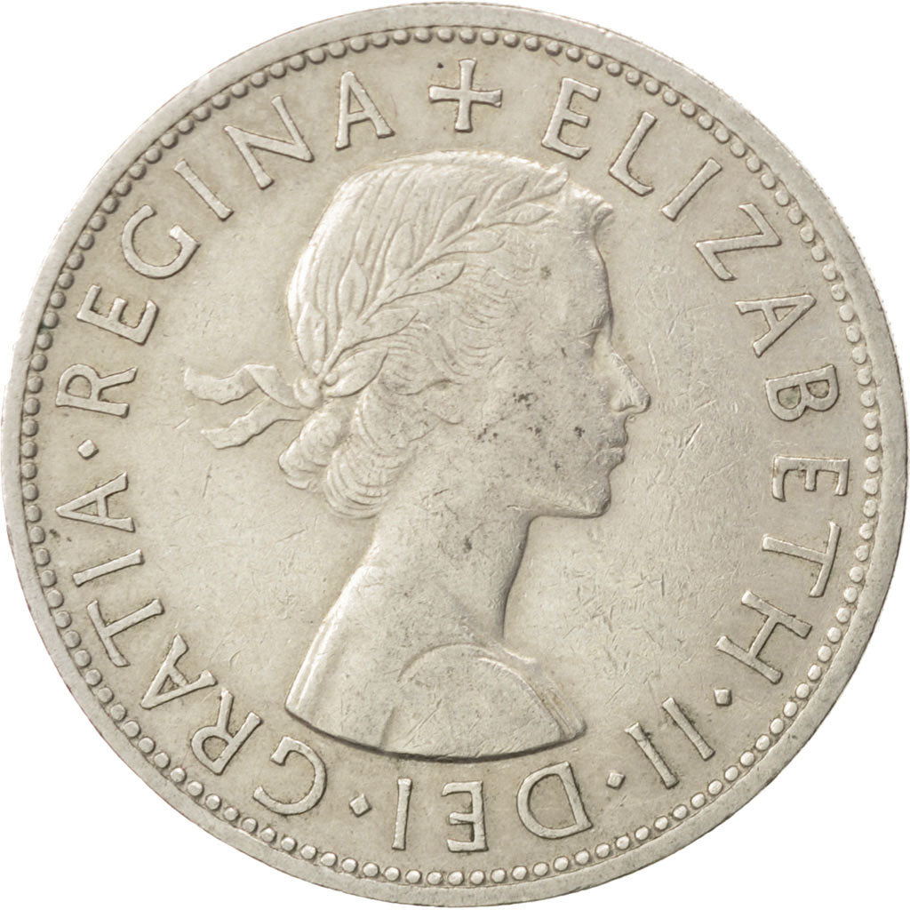 Monnaie, Grande-Bretagne, Elizabeth II, 1/2 Crown, 1961, TTB, Copper-nickel