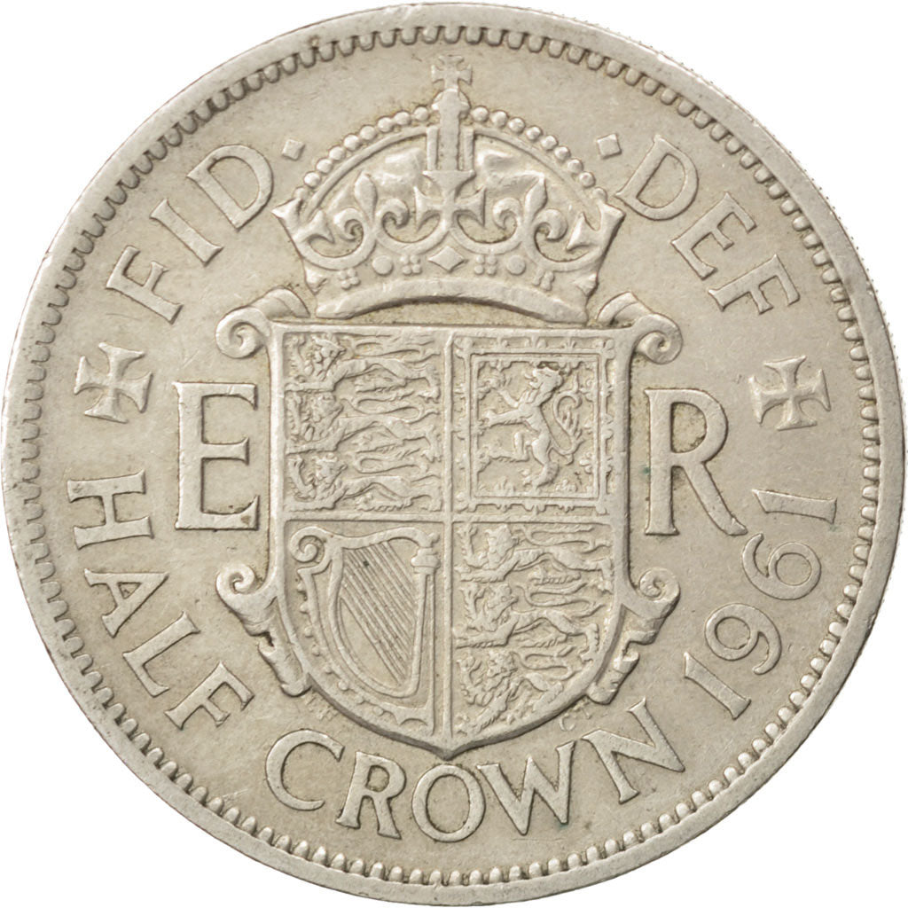 Monnaie, Grande-Bretagne, Elizabeth II, 1/2 Crown, 1961, TTB, Copper-nickel
