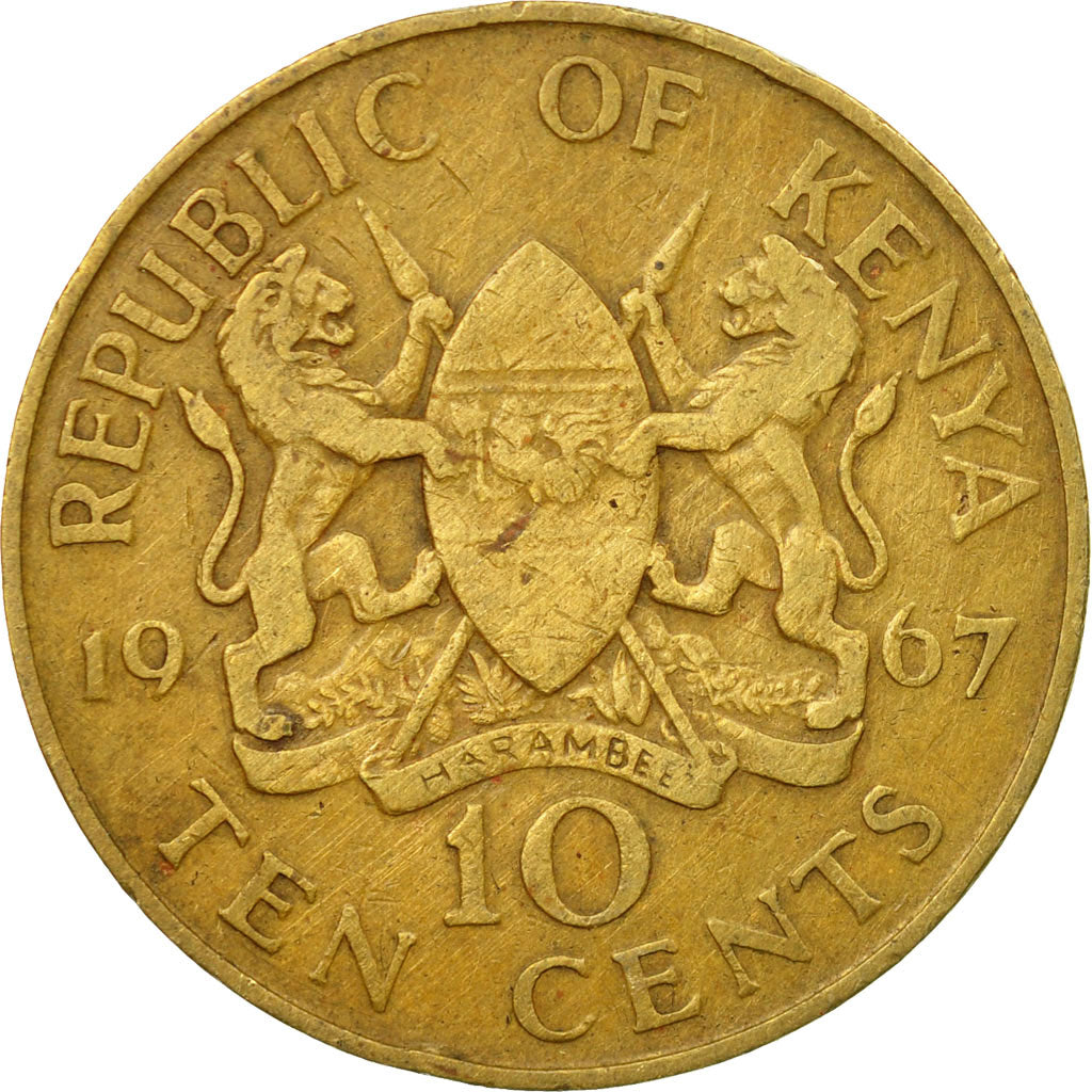 Coin, Kenya, 10 Cents, 1967, VF(30-35), Nickel-brass, KM:2