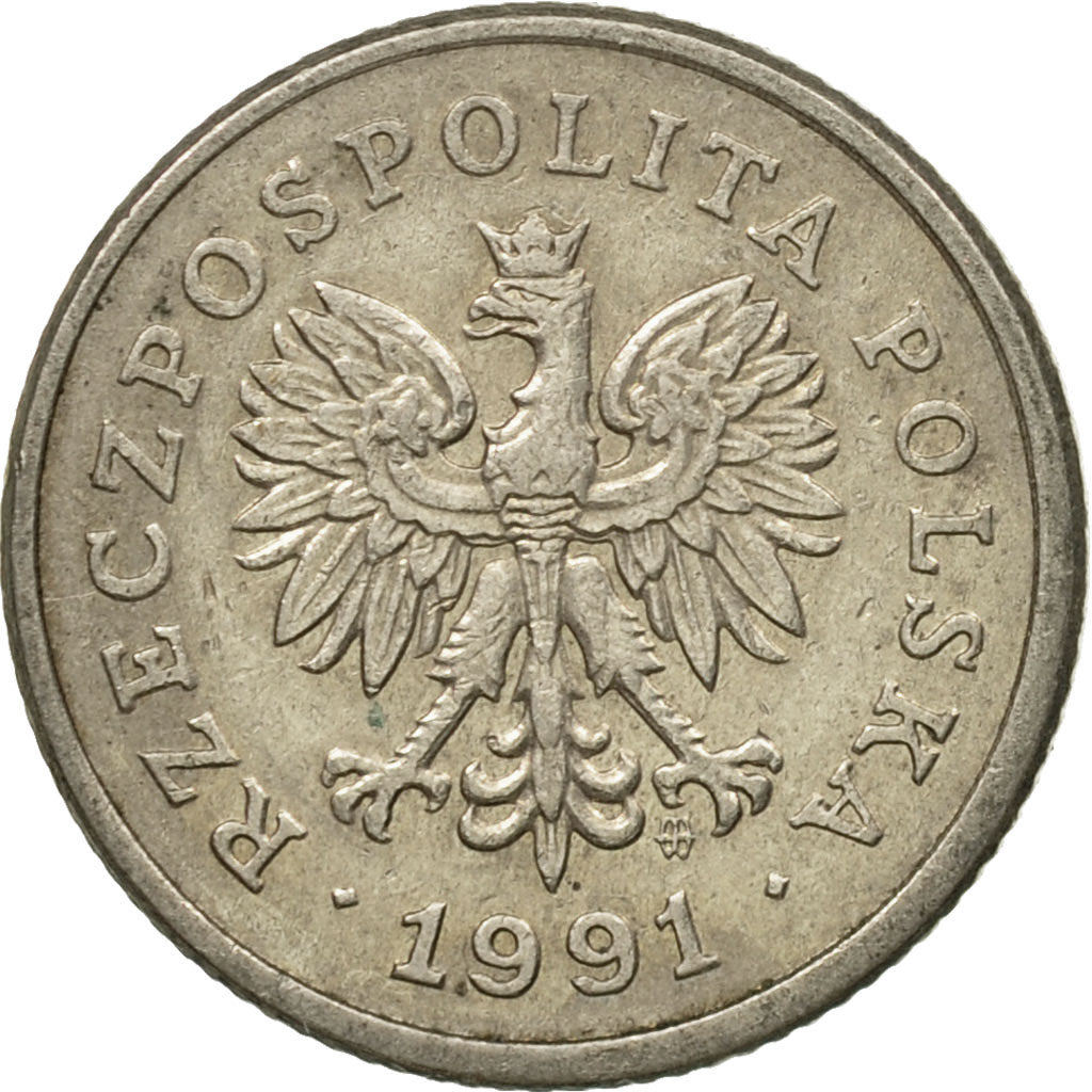 Coin, Poland, 20 Groszy, 1991, Warsaw, EF(40-45), Copper-nickel, KM:280