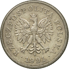 Coin, Poland, 20 Groszy, 1991, Warsaw, EF(40-45), Copper-nickel, KM:280