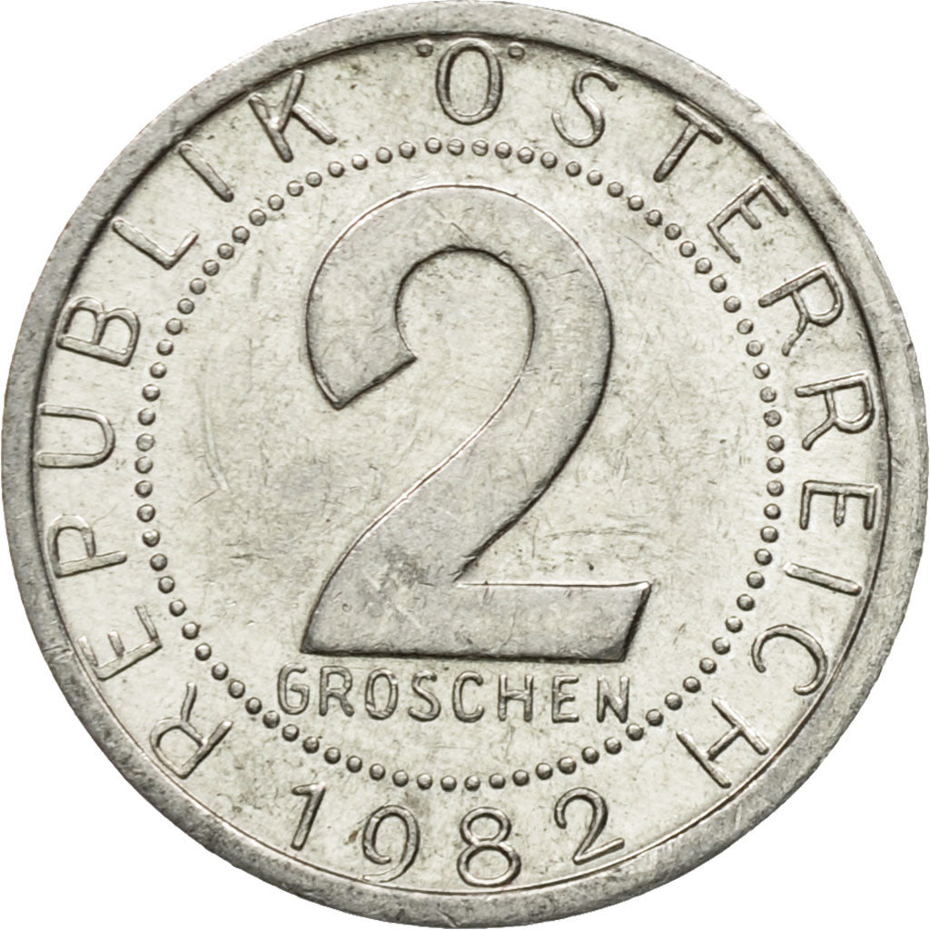 Coin, Austria, 2 Groschen, 1982, EF(40-45), Aluminum, KM:2876