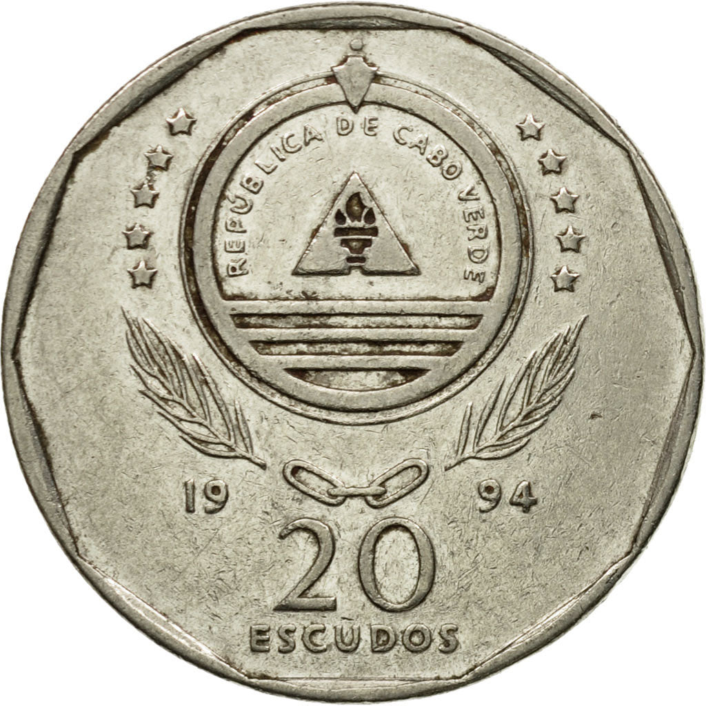 Monnaie, Cape Verde, 20 Escudos, 1994, TTB, Nickel plated steel, KM:42