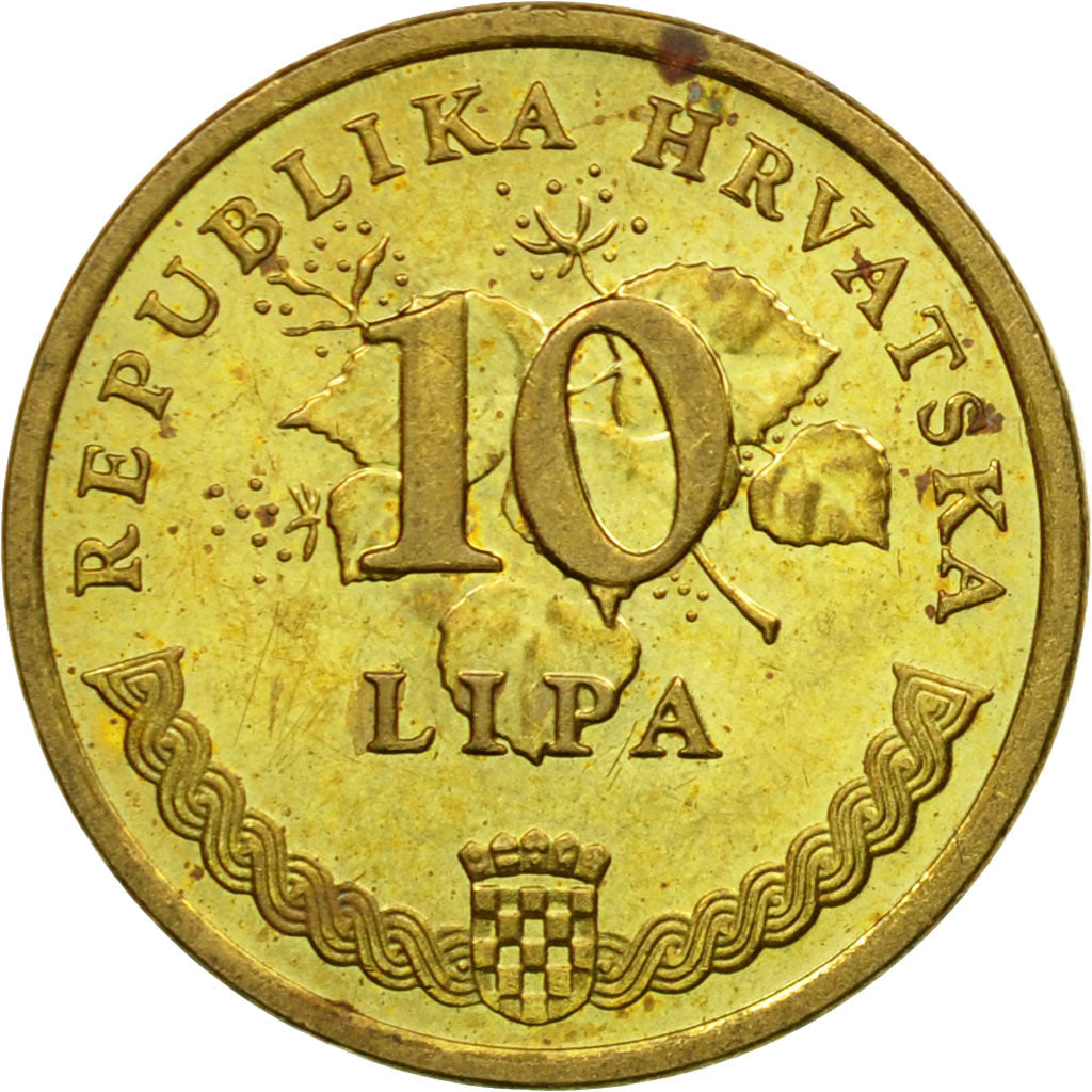 Moneda, Croacia, 10 Lipa, 2004, MBC, Latón chapado en acero, KM:16