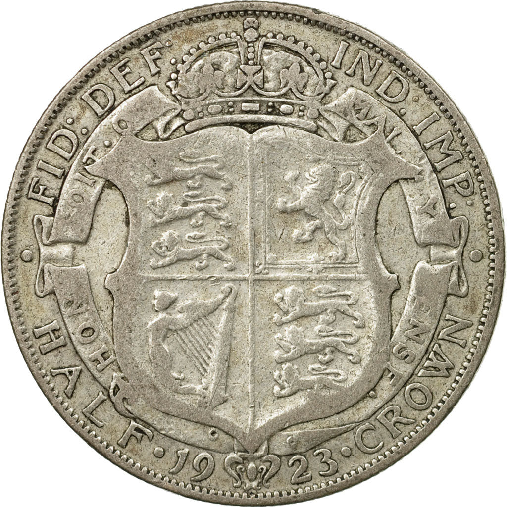 Coin, Great Britain, George V, 1/2 Crown, 1923, VF(20-25), Silver, KM:818.2