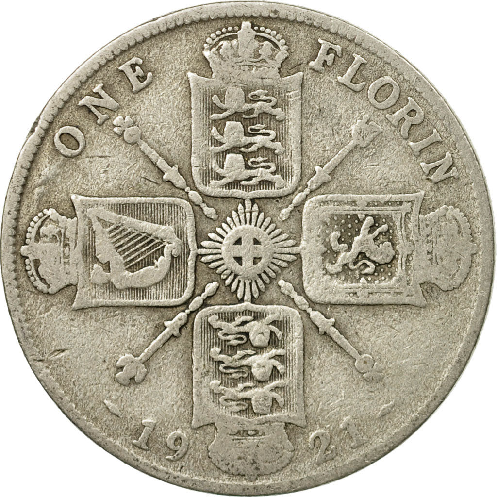 Coin, Great Britain, George V, Florin, Two Shillings, 1921, F(12-15), Silver