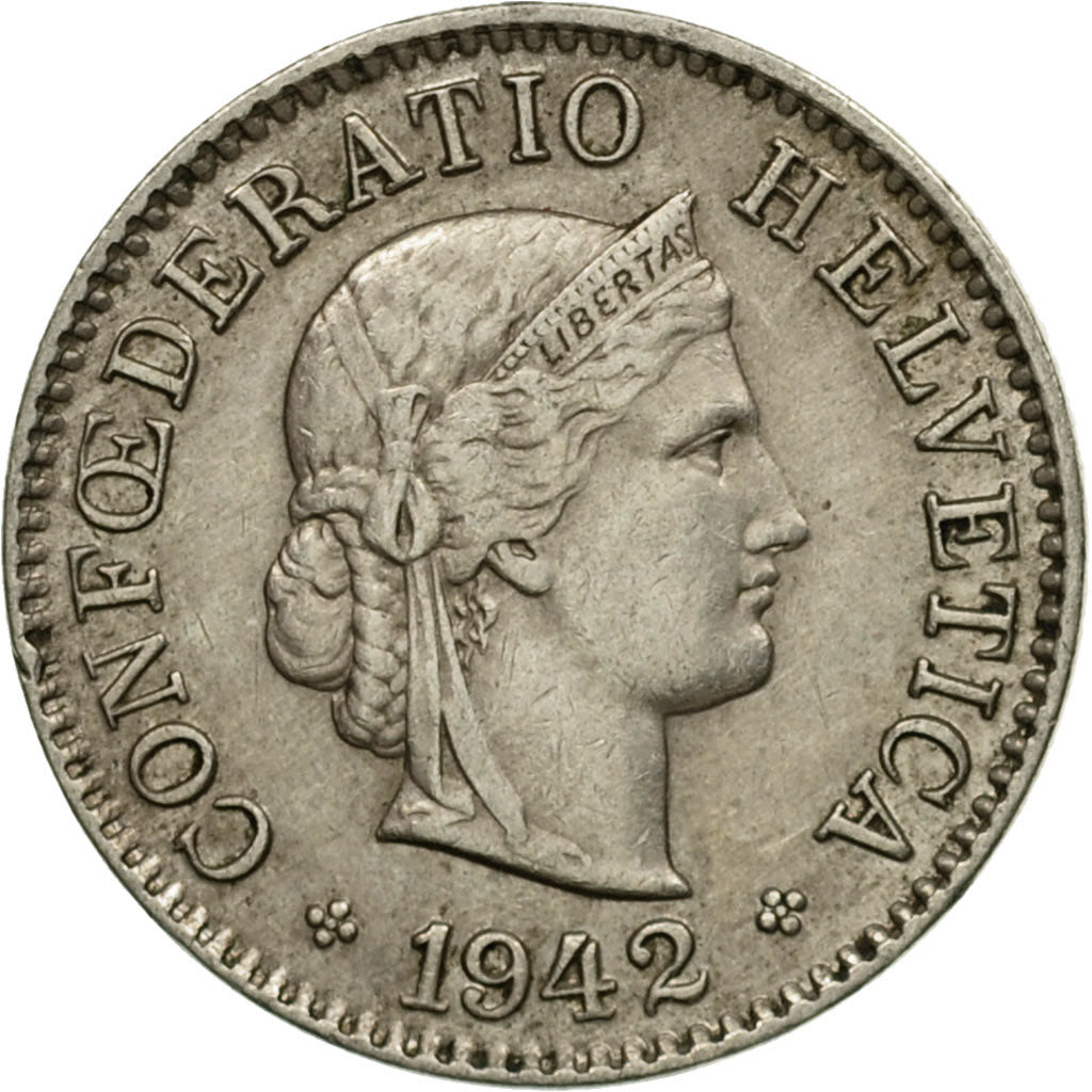 Coin, Switzerland, 5 Rappen, 1942, Bern, EF(40-45), Copper-nickel, KM:26
