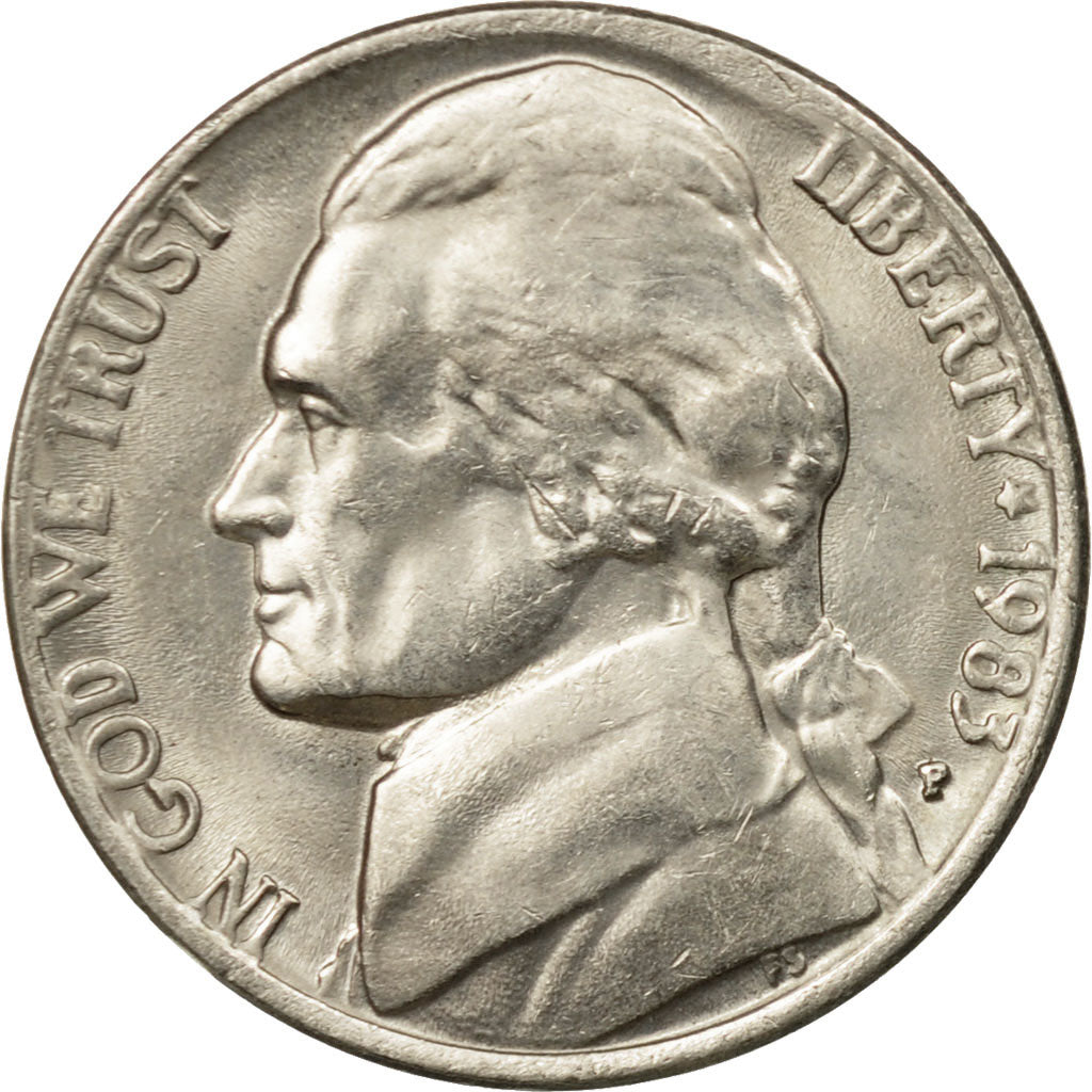 Coin, United States, Jefferson Nickel, 5 Cents, 1983, U.S. Mint, Philadelphia