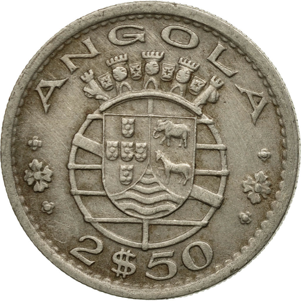 Coin, Angola, 2-1/2 Escudos, 1968, EF(40-45), Copper-nickel, KM:77