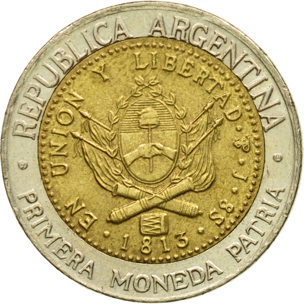 Coin, Argentina, Peso, 1995, EF(40-45), Bi-Metallic, KM:112.2