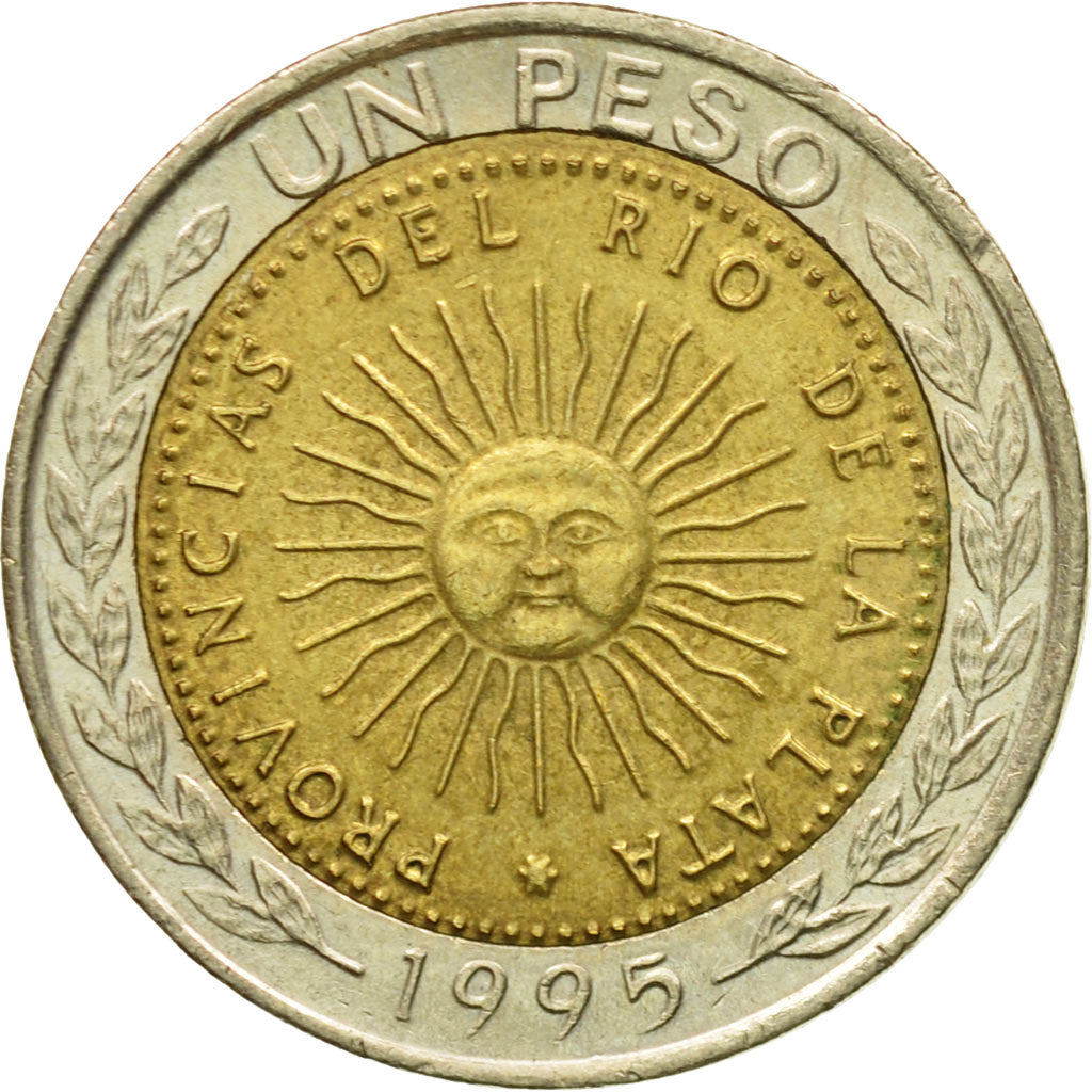 Coin, Argentina, Peso, 1995, EF(40-45), Bi-Metallic, KM:112.2