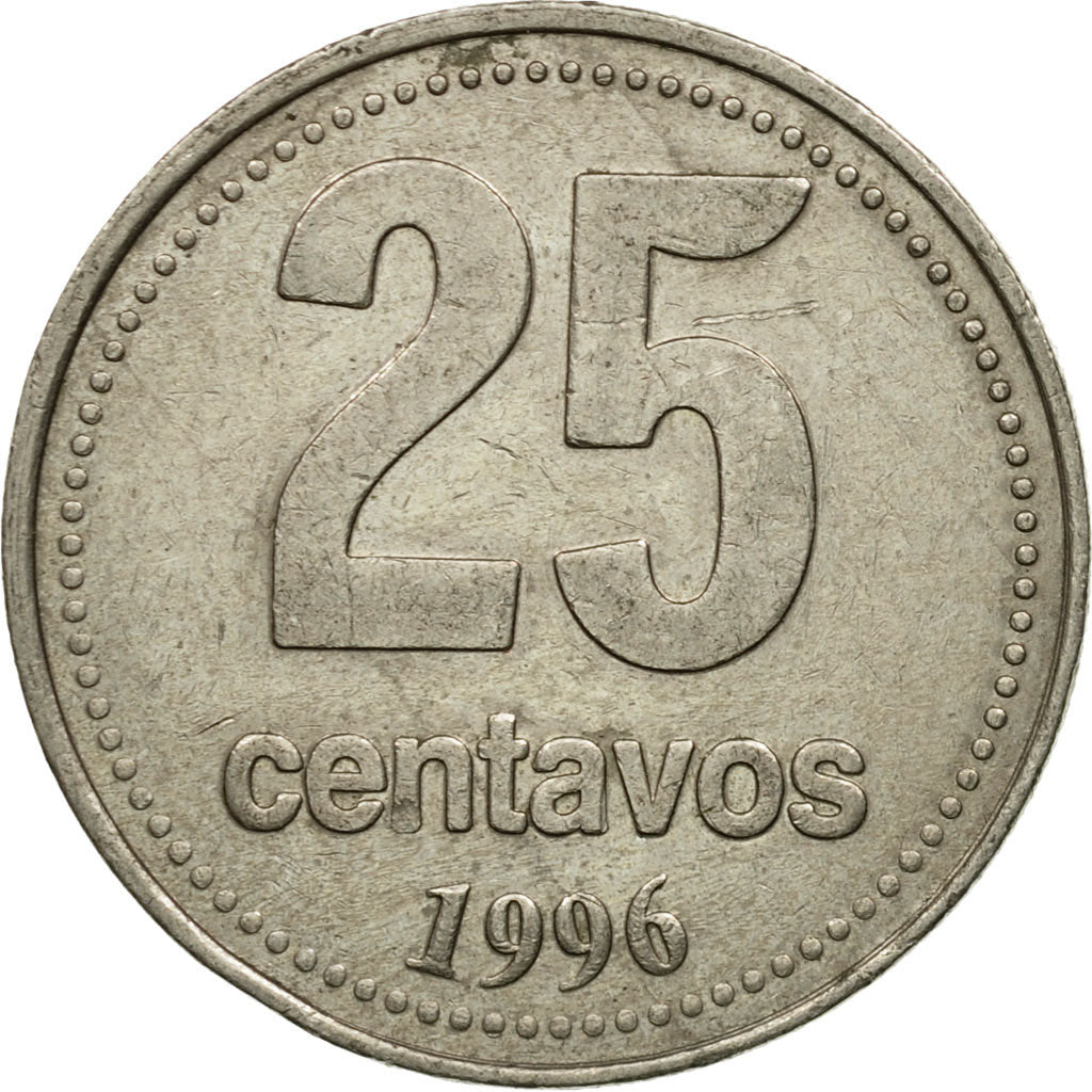 Moneda, Argentina, 25 Centavos, 1996, MBC, Cobre - níquel, KM:110a