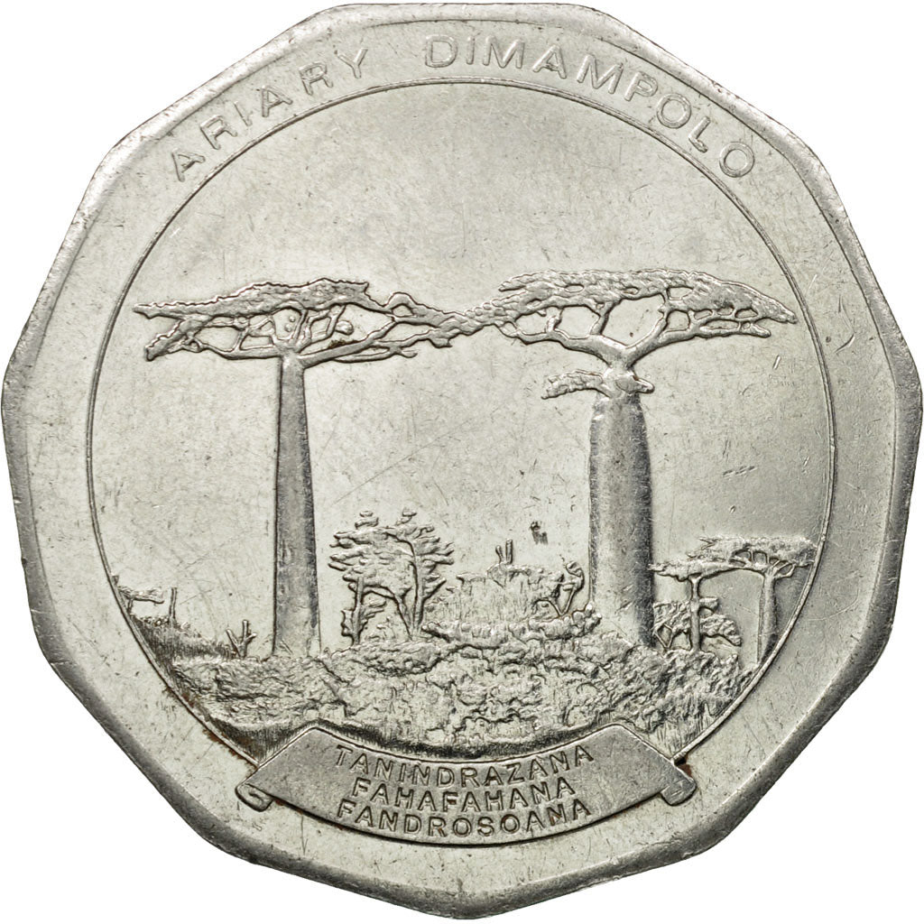 Coin, Madagascar, 50 Ariary, 2005, Royal Canadian Mint, EF(40-45), Stainless