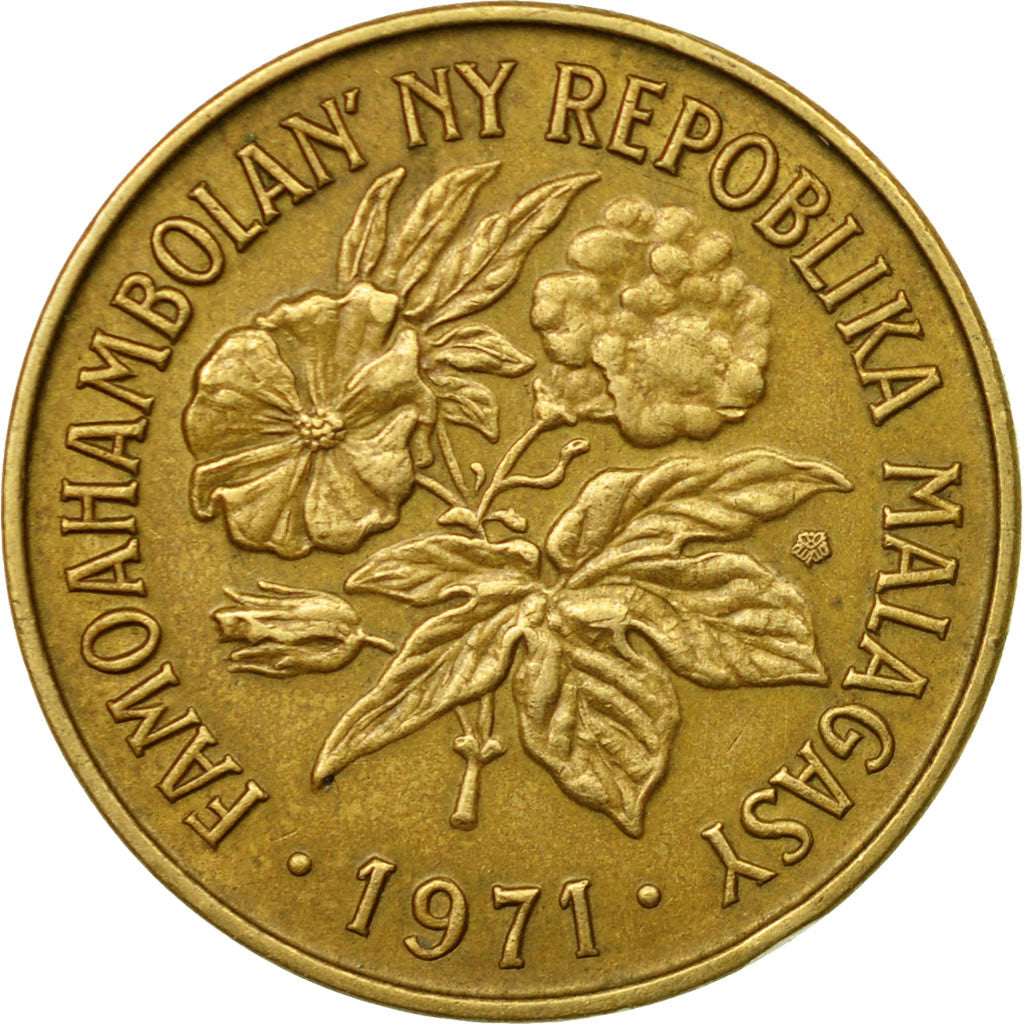 Coin, Madagascar, 20 Francs, 4 Ariary, 1971, Paris, EF(40-45), Aluminum-Bronze