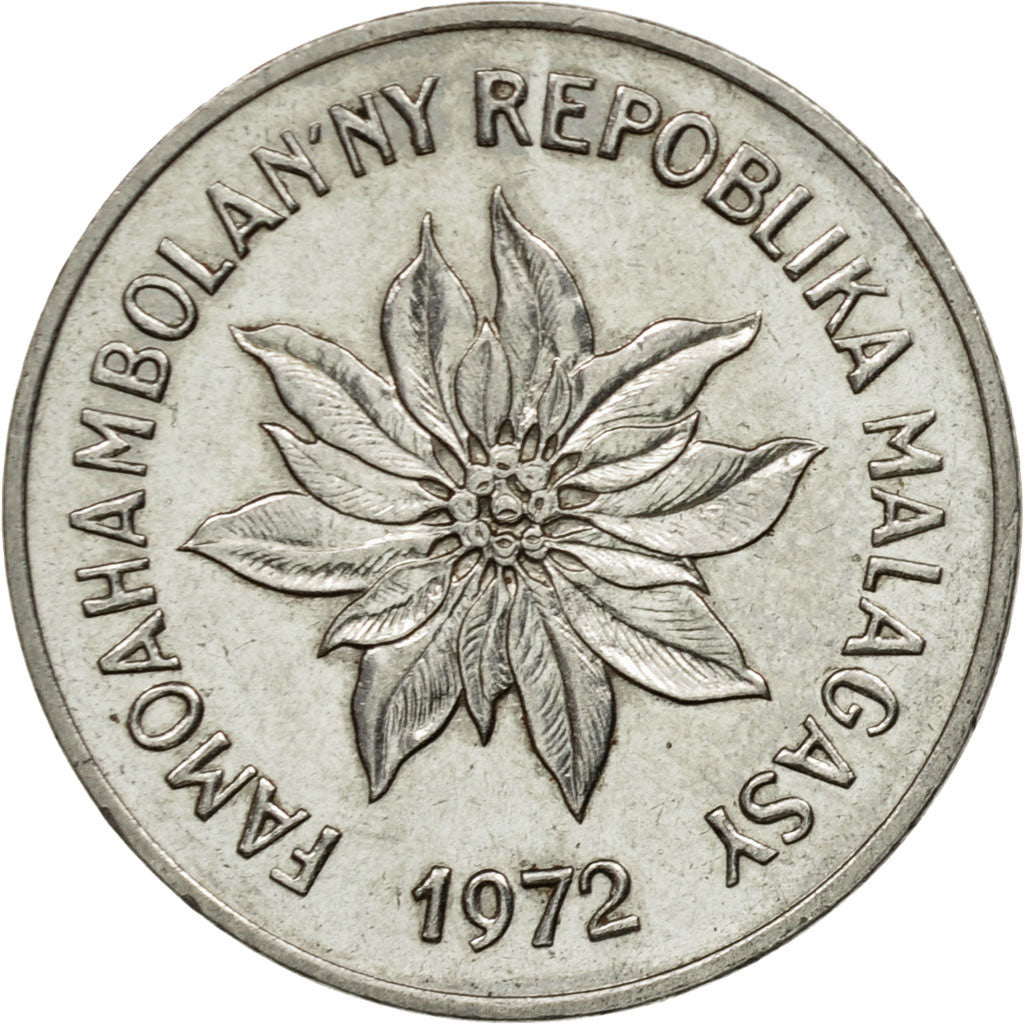 Coin, Madagascar, 5 Francs, Ariary, 1972, Paris, EF(40-45), Stainless Steel