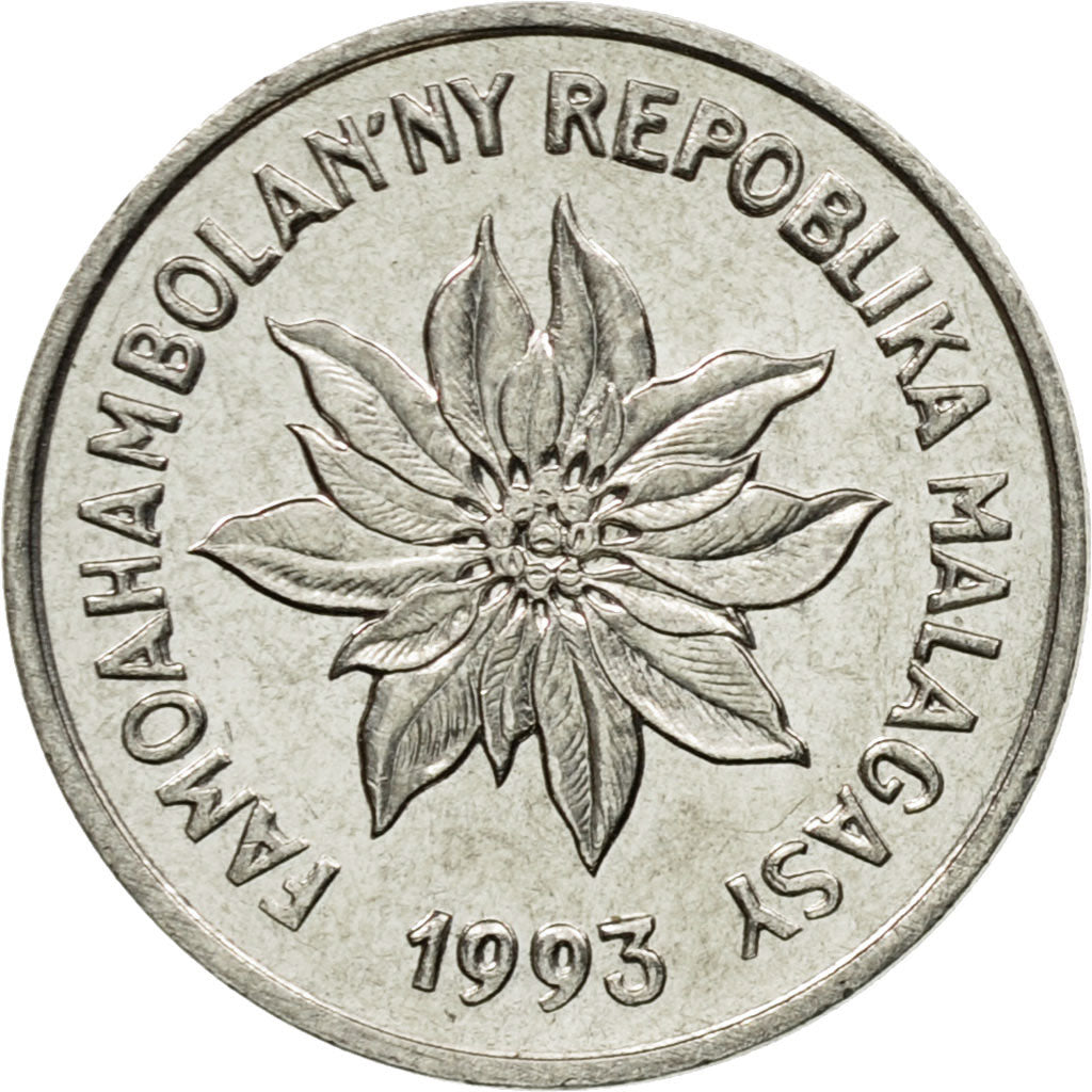 Coin, Madagascar, Franc, 1993, Paris, EF(40-45), Stainless Steel, KM:8