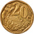 Moneda, Sudáfrica, 20 Cents, 2008, Pretoria, MBC, Bronce chapado en acero
