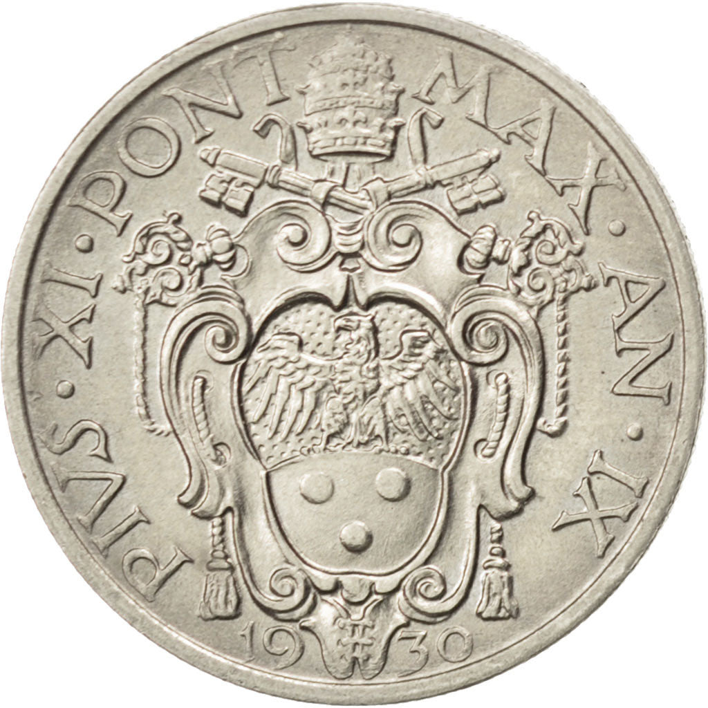 VATICAN CITY, 20 Centesimi, 1930, KM #3, MS(63), Nickel, 3.83