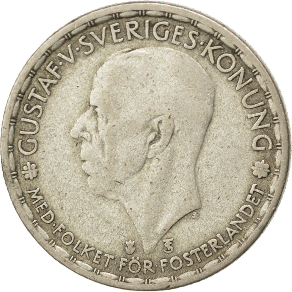 Svezia, Gustaf V, Krona, 1946, MB+, Argento, KM:814