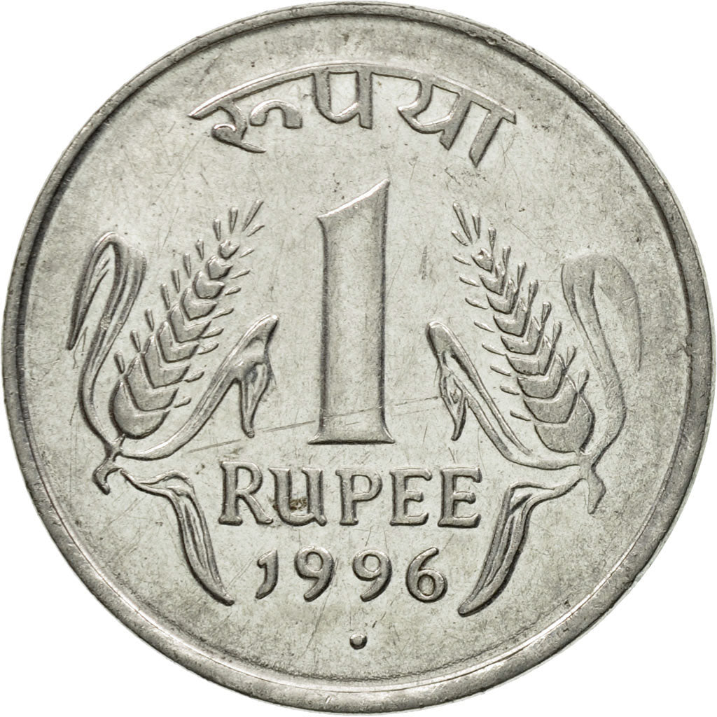 Coin, INDIA-REPUBLIC, Rupee, 1996, EF(40-45), Stainless Steel, KM:92.2