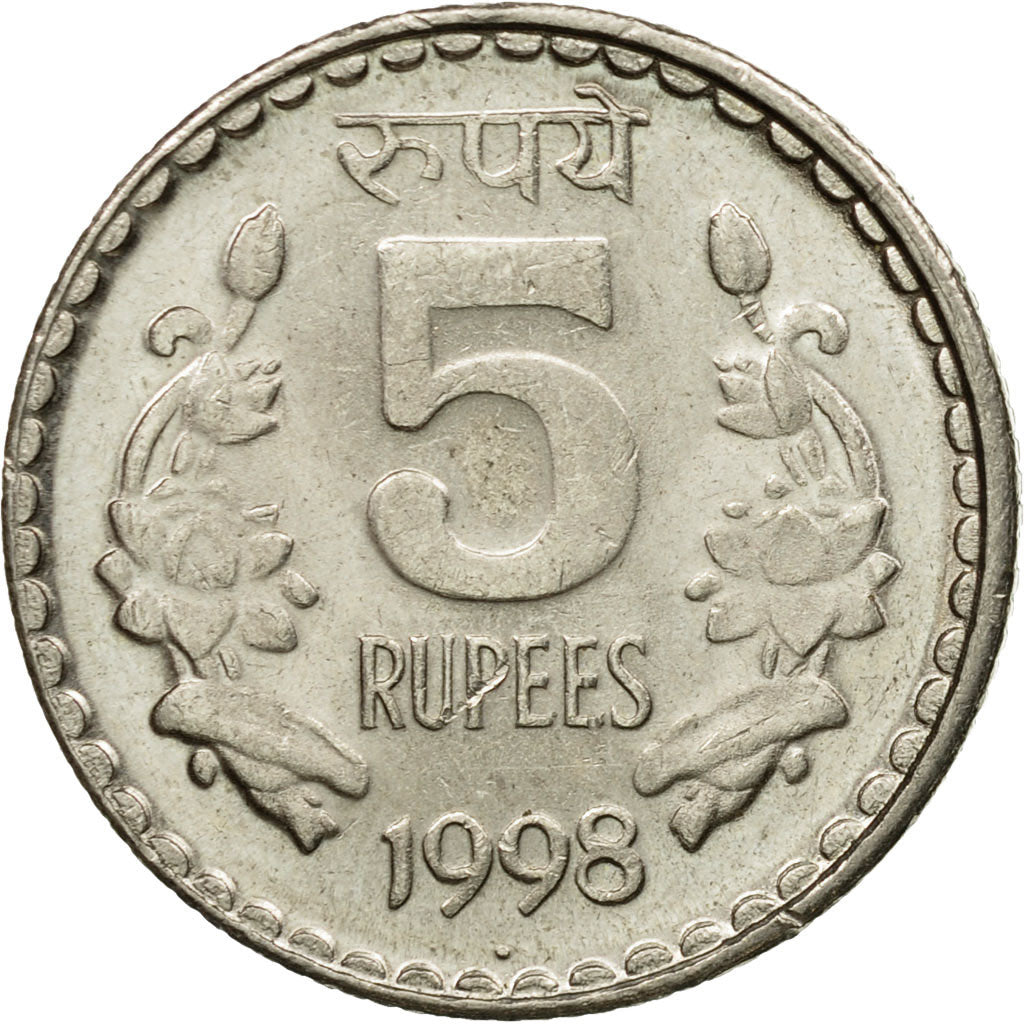 Coin, INDIA-REPUBLIC, 5 Rupees, 1998, EF(40-45), Copper-nickel, KM:154.1