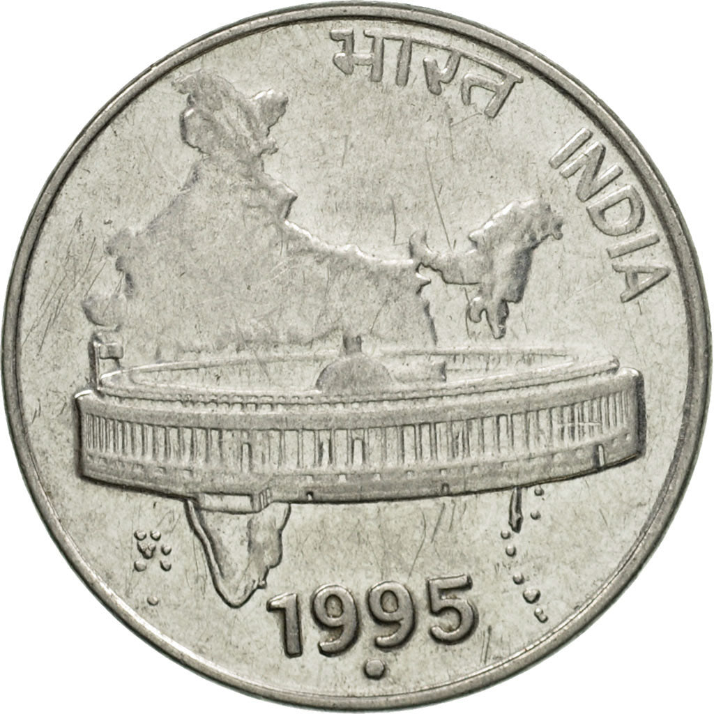 Coin, INDIA-REPUBLIC, 50 Paise, 1995, EF(40-45), Stainless Steel, KM:69