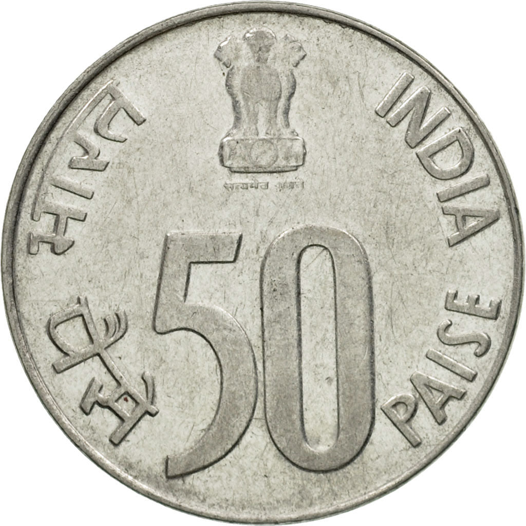 Coin, INDIA-REPUBLIC, 50 Paise, 1995, EF(40-45), Stainless Steel, KM:69