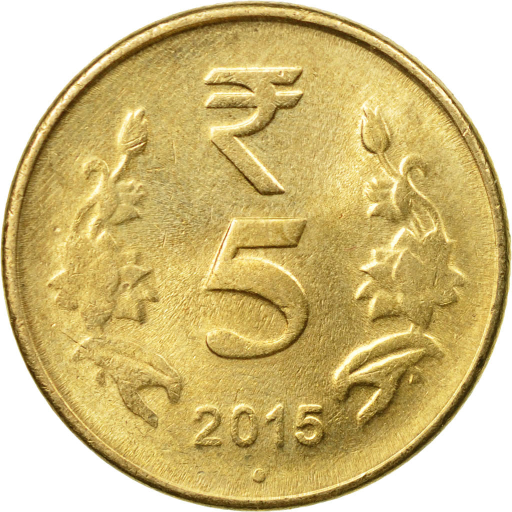 Coin, INDIA-REPUBLIC, 5 Rupees, 2015, EF(40-45), Nickel-brass