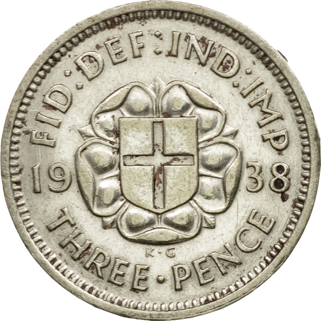 Coin, Great Britain, George VI, 3 Pence, 1938, EF(40-45), Silver, KM:848